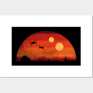 Tatooine - double suns double fighters Posters and Art